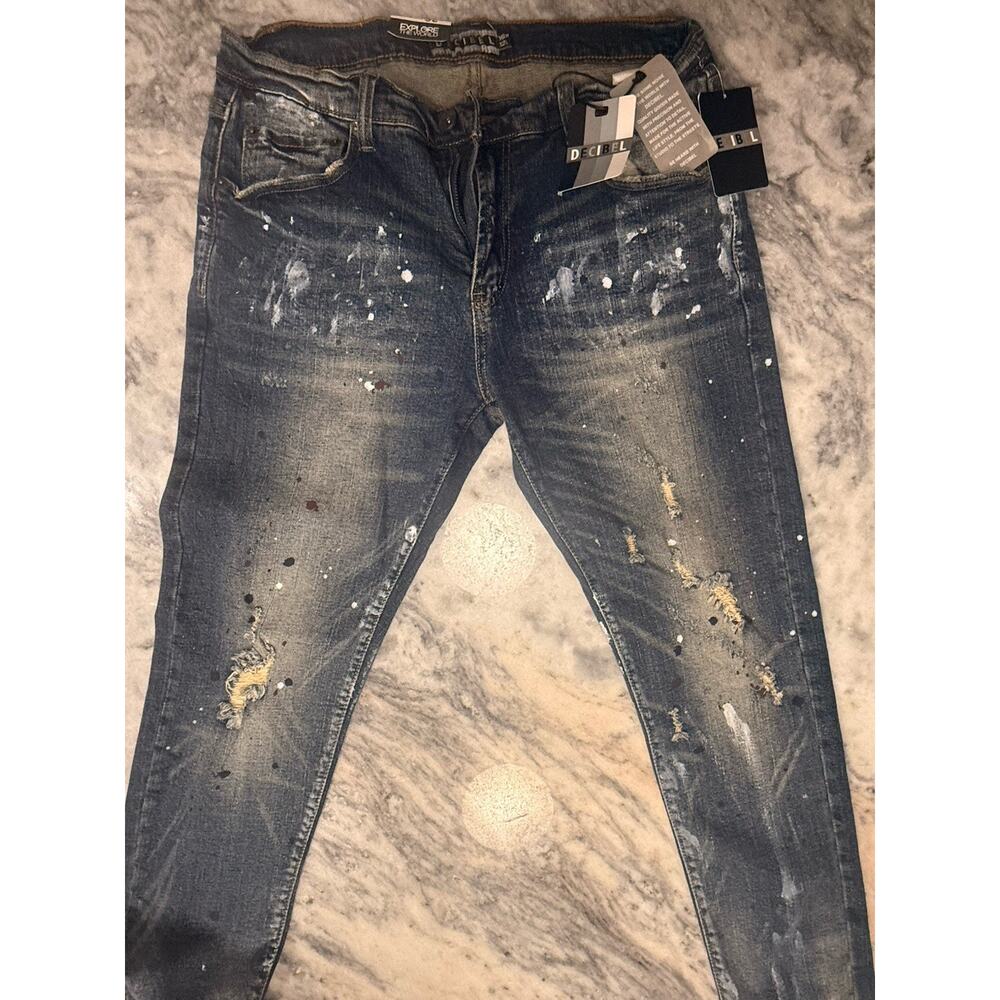 Decibel Jeans Men’s 36x32 Distressed Light Washed Paint Splatter - NWT!